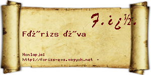 Fórizs Éva névjegykártya