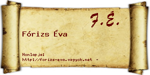 Fórizs Éva névjegykártya