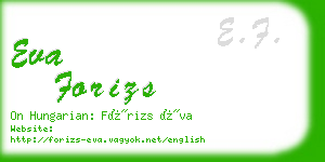 eva forizs business card
