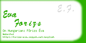 eva forizs business card